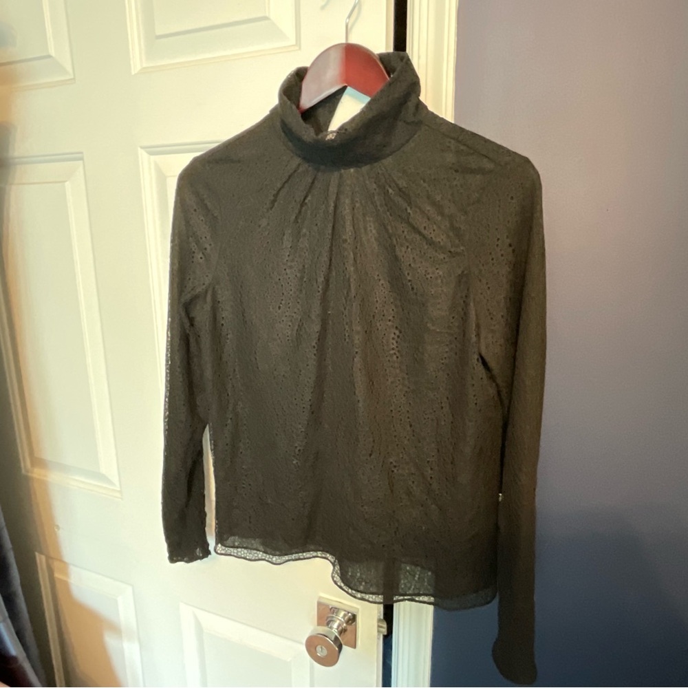 Reiss Black Lace Detail Top